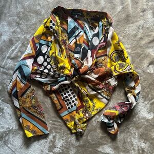 Sheer multicolored blouse with tie front